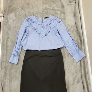 Zara basics long sleeved blouse